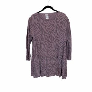 Match Point 3/4 Sleeve Linen Zebra Print Top